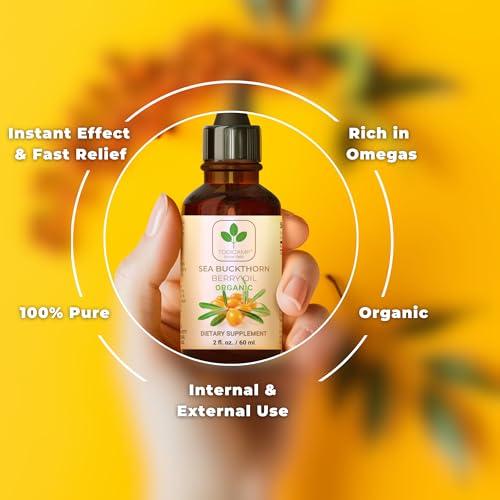 TODICAMP TODICAMP Sea Buckthorn Oil Organic - 2 fl oz Cold-Pressed Sea Buckthorn Berry Oil - Seabuckthorn Oil for Face and Organic Sea Buckthorn Oil Supplement