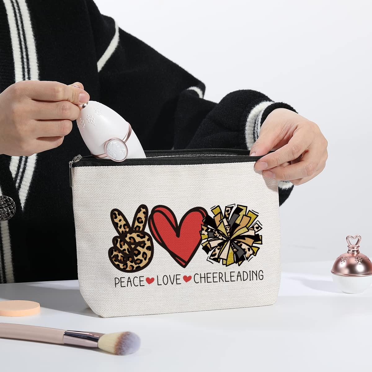 kdxpbpz kdxpbpz Cheer Stuff Cheerleader Cheer Bag Funny Cheerleader Gifts Cheerleading Gift Christmas Birthday Gifts for Women Her Female Cheer Team Merchandise - Peace Love Cheerleading