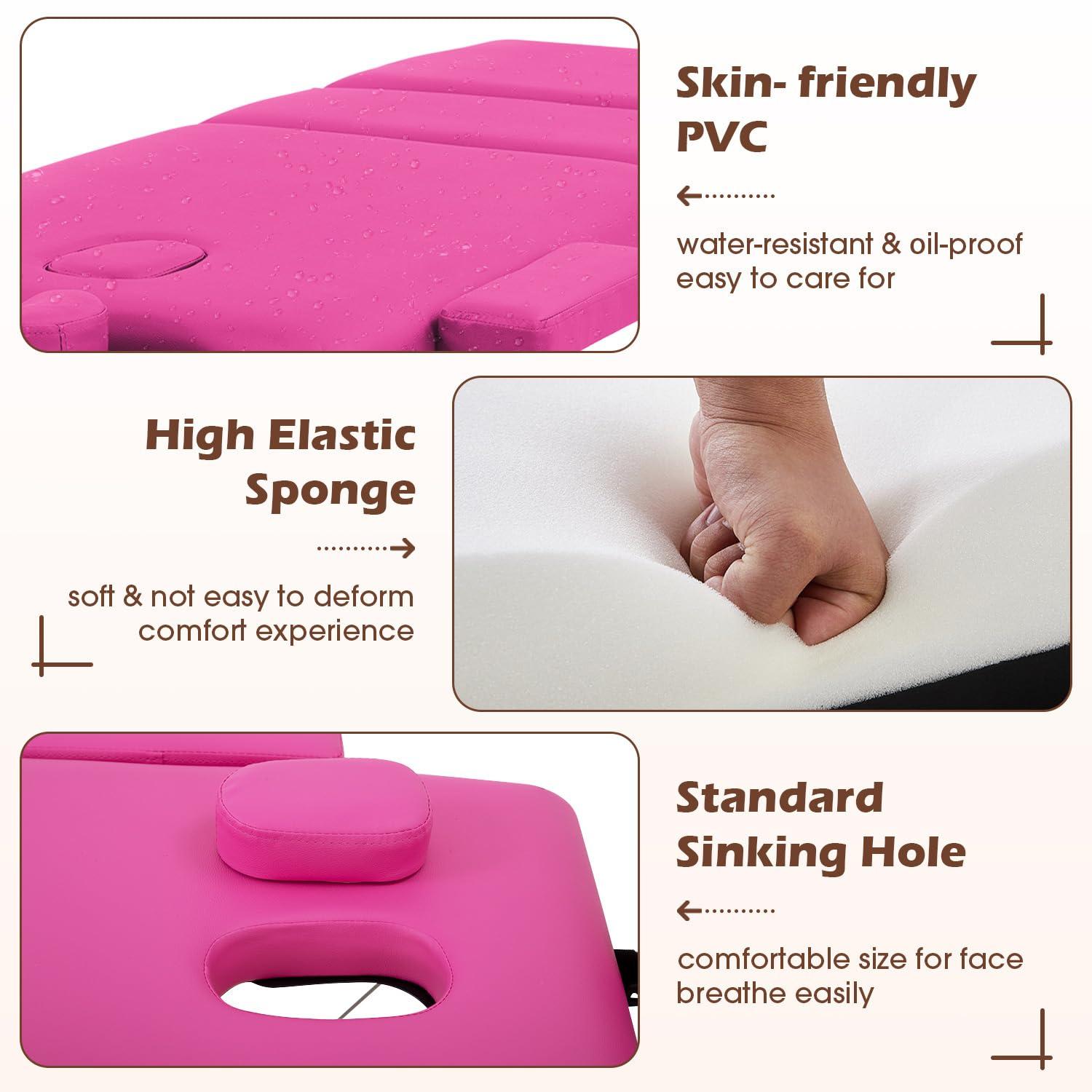 PayLessHere PayLessHere Massage Bed Portable Massage Table 24 inche Wide Lash Bed 3 Folding Heigh Adjustable Spa Table with Non-Woven Bag for Spa Footmassage Facial CareSpa Tattoo