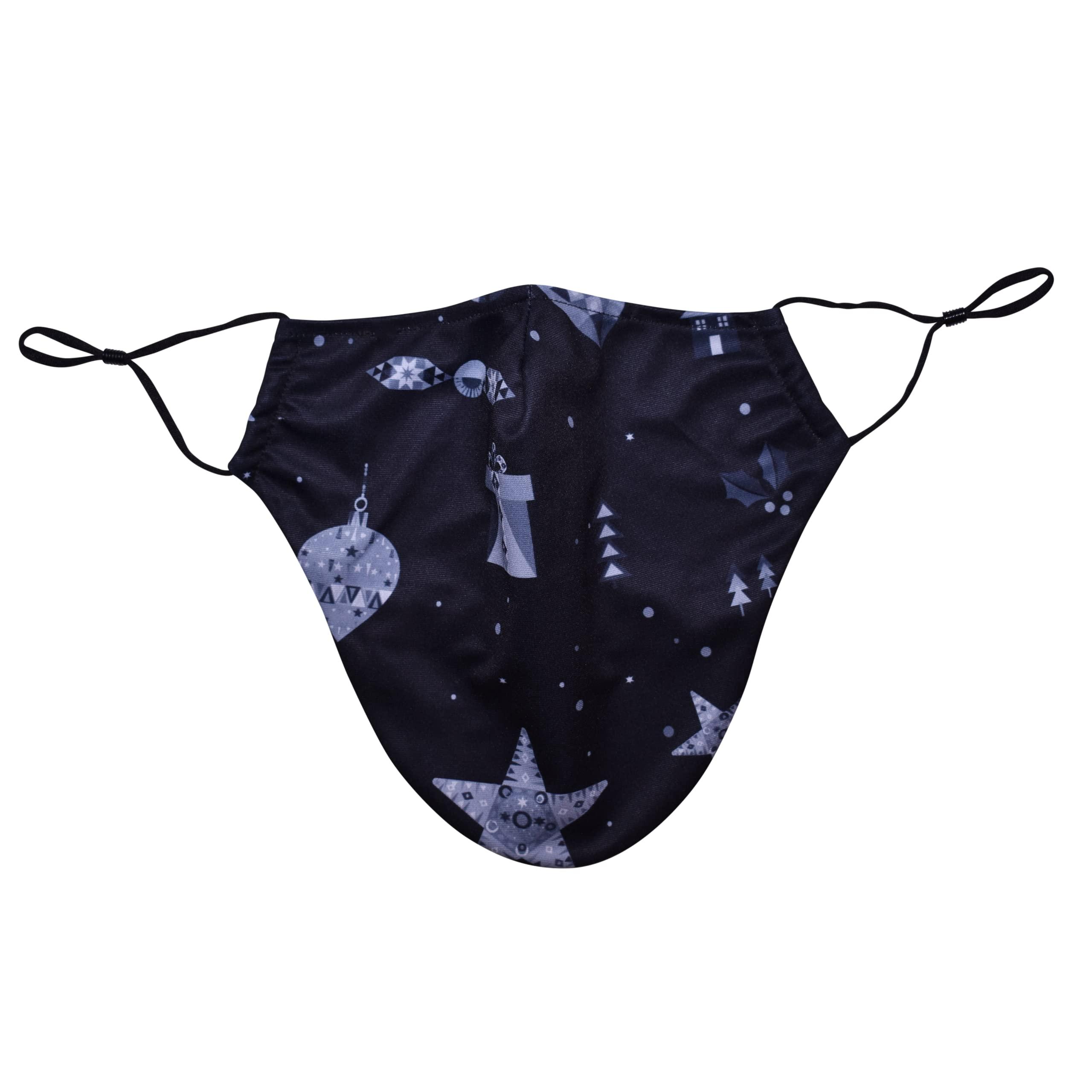 KT Valley Company KT Valley Beard Face Mask for Men with a Beard, Bearded Men Face Mask, Reusable and Comfortable Beard Mask (XMAS_MIDNITE_ORNAMENTS)