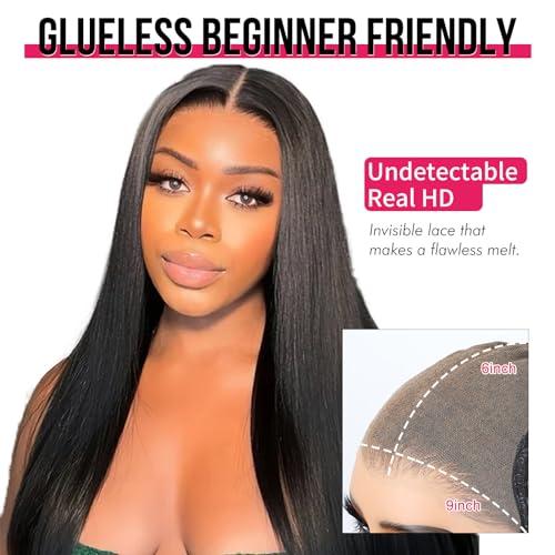ISEE ISEE HAIR Straight Wear Go Glueless Wig Human Hair Pre Plucked Pre Cut 9x6 HD Lace Pre Bleached Tiny Knots Human Hair Wigs For Women 20 Inch