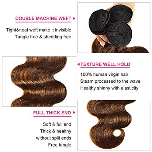 Beauty Forever Beauty Forever Ombre Highlight Brazilian Body Wave Virgin Hair 3 Bundles 14 16 18 Inch,Ombre Blonde Remy Human Hair Wavy Weaves Hair Extentions Color FB30