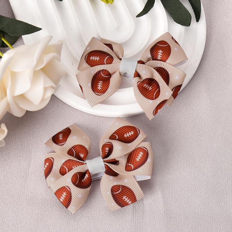 MXXGMYJ Football Cheer Bows for Hair Bow Clips for Women Bowknot Hair Barrettes for Girls Football Hair Clip for Kids Football Mom Bow Hair Accessories for Teens Football Hair Bows for Teenager Girls 2Pcs