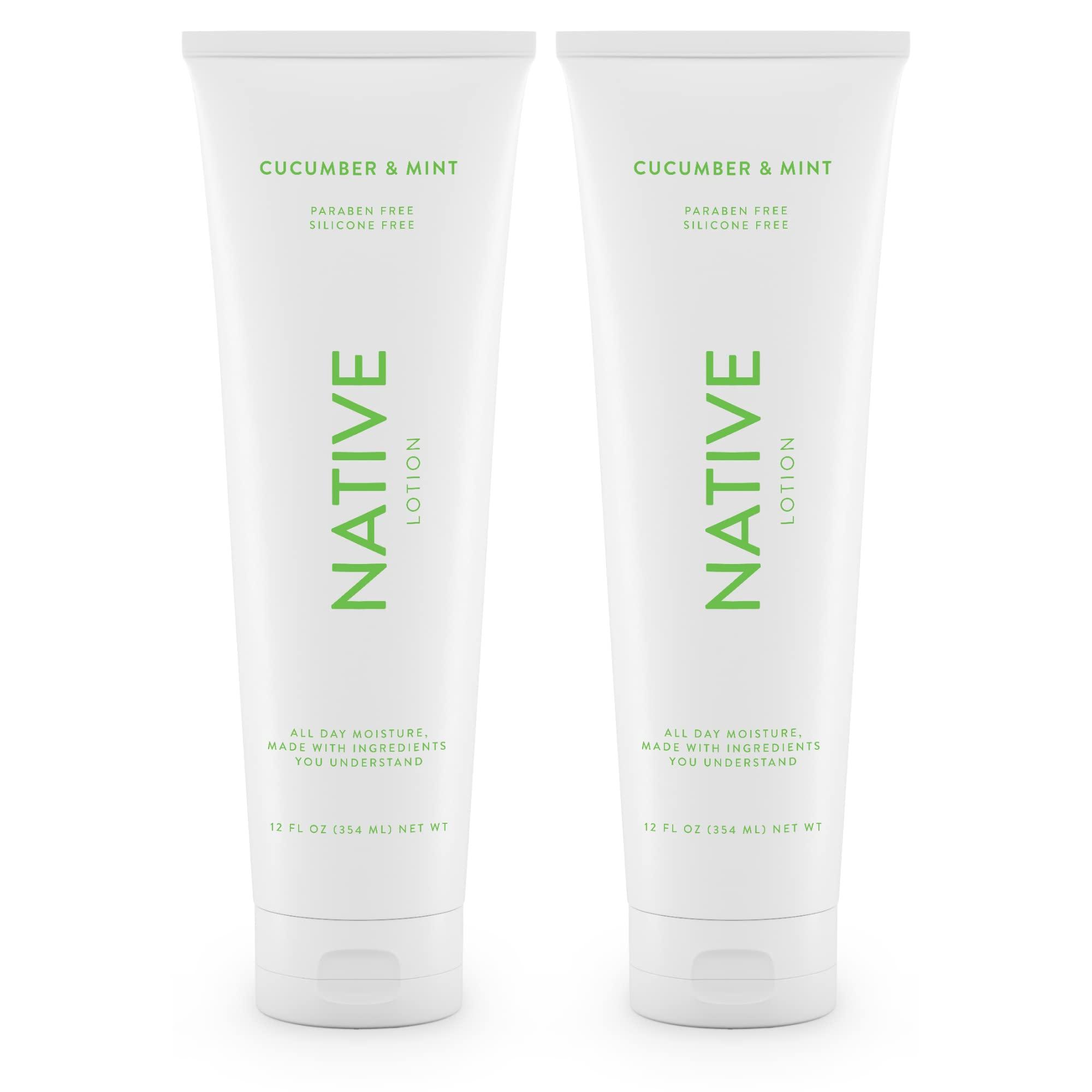 Native Native Body Lotion Contains Naturally Derived Ingredients | for Women and Men, Body Moisturizers for Dry Skin | Cucumber and Mint, 12 fl oz