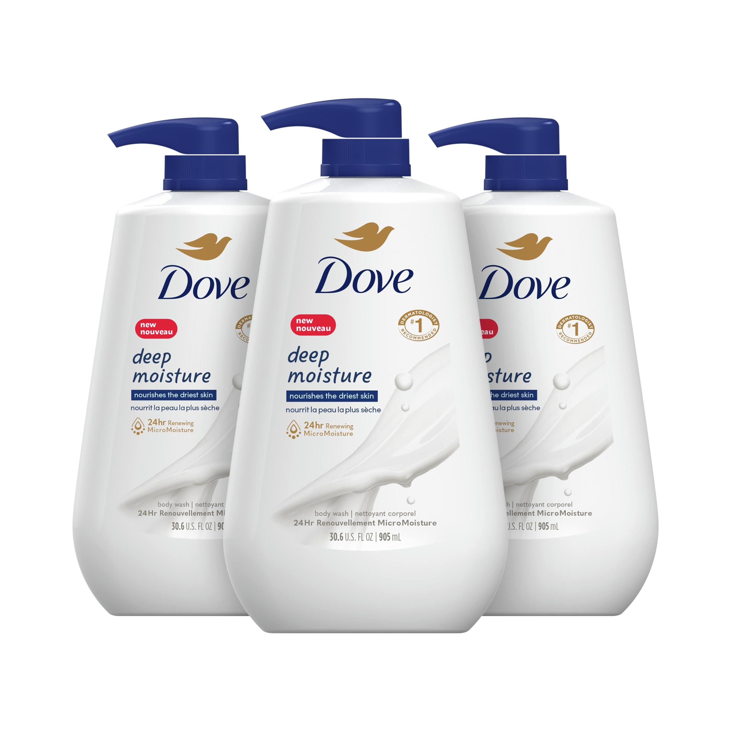 Dove Dove Body Wash Deep Moisture with Pump For Dry Skin Moisturizing 30.6 Fl Oz Pack of 3 Bundle Scrub Macadamia & Rice Milk Body 10.5 oz