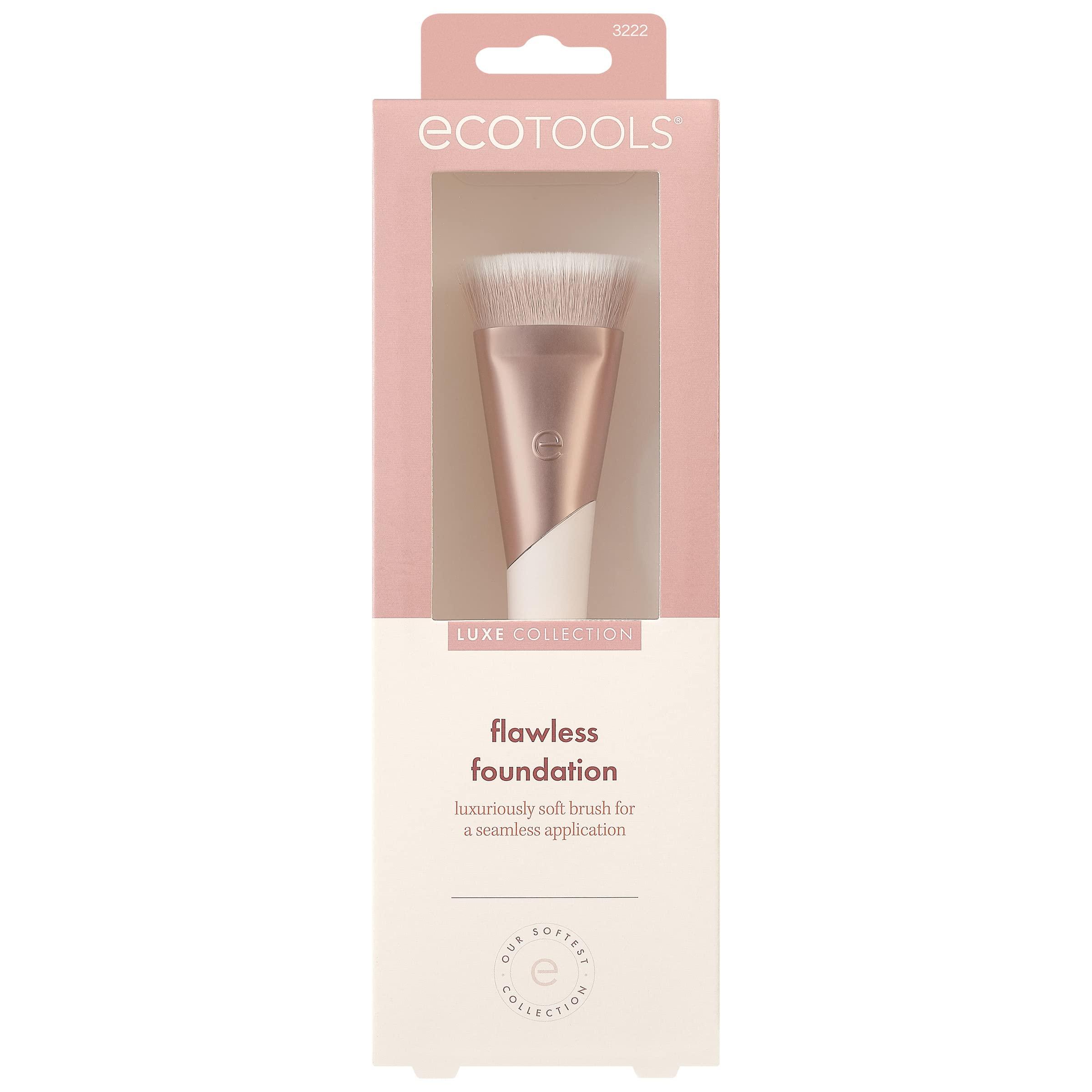 EcoTools EcoTools Ecofriendly Luxe Flawless Foundation Makeup Brush for Liquid & Cream Foundation, Dense, Synthetic Bristles, Eco-Friendly Premium Quality Makeup Brush, Vegan & Cruelty-Free, 1 Count