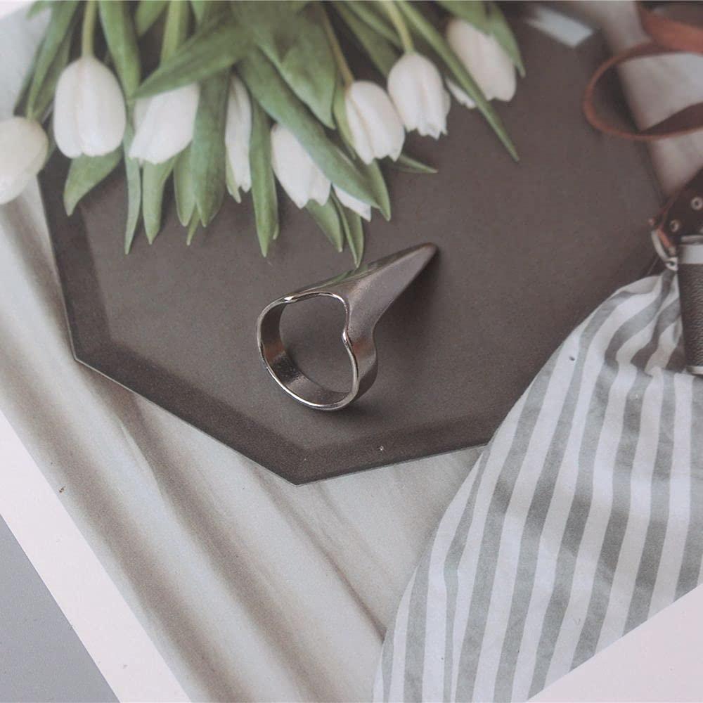 FGHUK 5PCS Finger Claws Cosplay Claws Rings,Punk Rock Nail Finger Armor Gothic Talon Nail Fingertip Claw,Hair Parting Selecting Sectioning Tool(Silver)