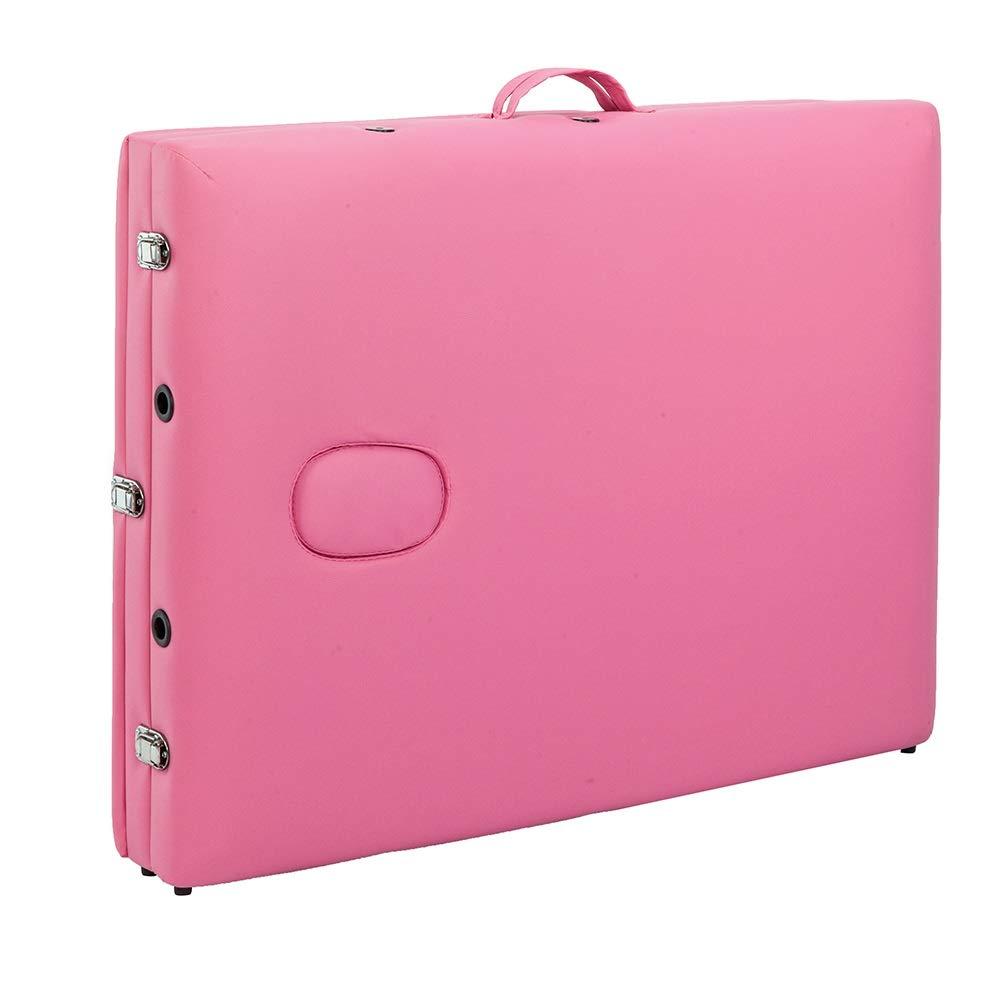 wjvnbah wjvnbah Chairs Pink 3 Sections Folding Portable Beauty Massage Table Set 70CM Wide