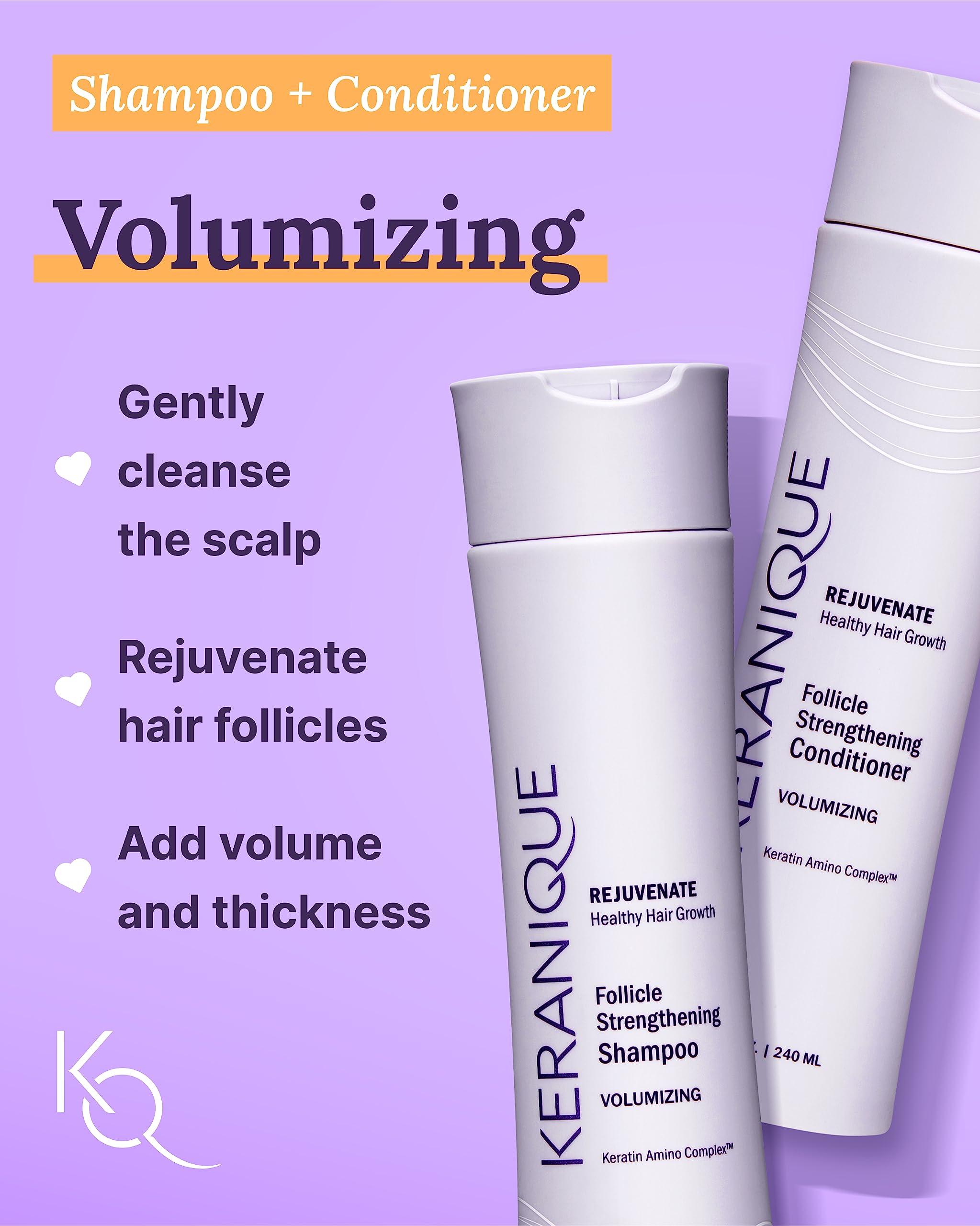 Keranique Keranique Hair Products Set for Thinning Hair - Volumizing Shampoo, Conditioner, Follicle Booster Serum, Spray for Fine Texture Boost, and Keratin Repair for Women