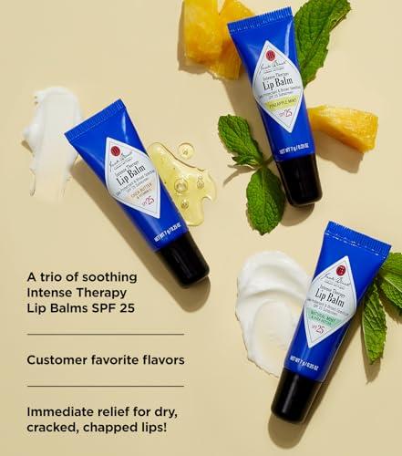 Jack Black Jack Black Intense Therapy Lip Balm, 0.25-Oz. Trio SPF 25 Sun Protection, Lip Moisturizer, Hydrating Lip Balm with SPF, Lip Sunscreen to Relieve Dry, Chapped Lips