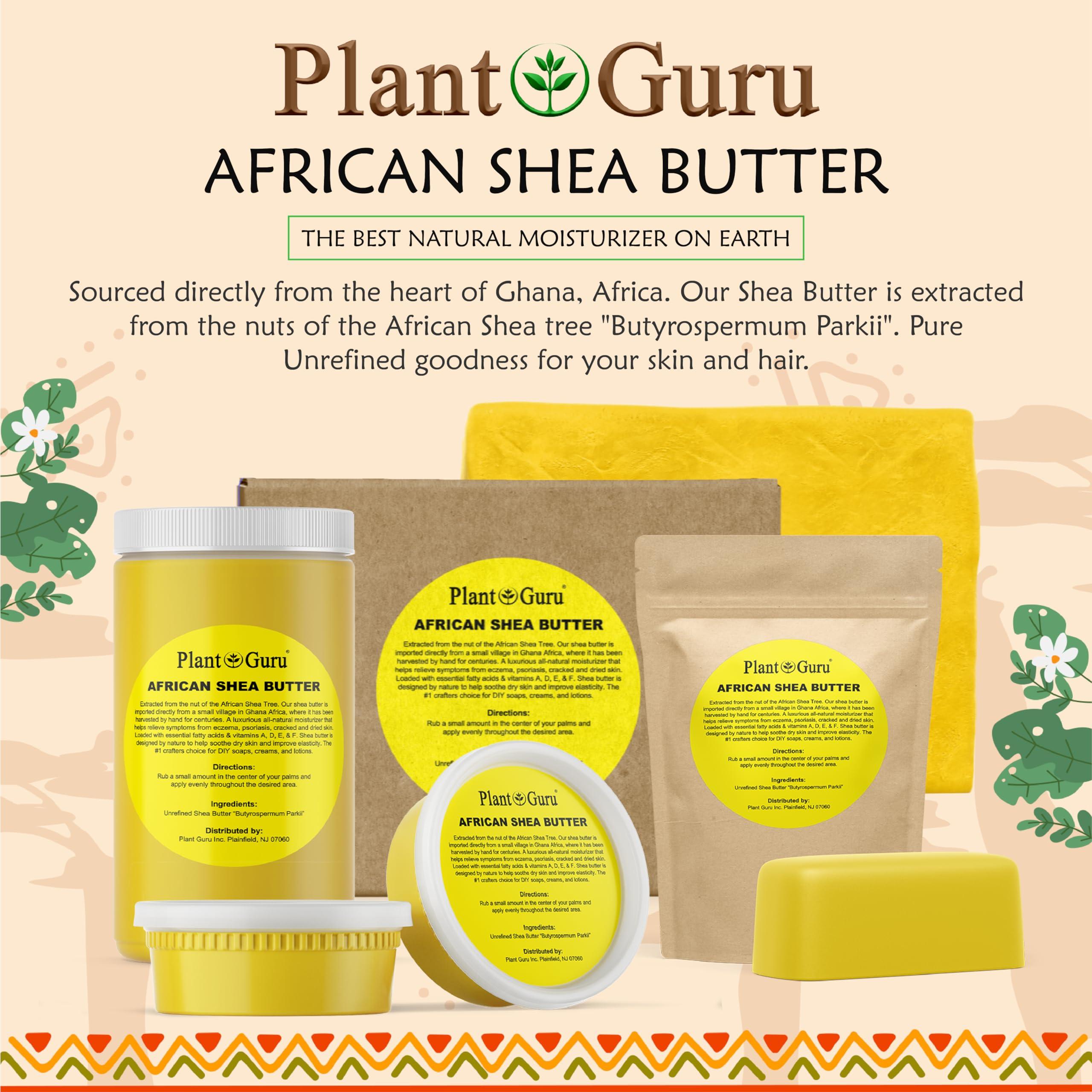 Plant Guru Raw African Shea Butter 3 lbs. Bulk 100% Pure Natural Unrefined YELLOW Grade A - Ideal Moisturizer For Dry Skin, Body, Face And Hair Growth. Great For DIY Soap and Lip balm Making.