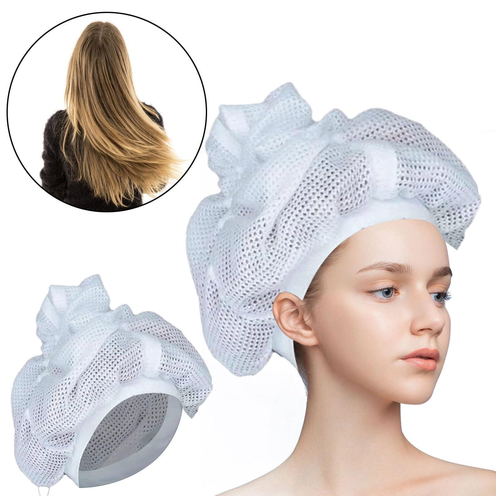 bacion Cap for Drying Curly Hair, Net Plopping Cap-Net Plopping Bonnet, Net Plopping Cap with Adjustable Drawstring, Satin Diffuse Cap for Drying Curly Hair with Drawstring QJ-1018 (Color : 3PCS)