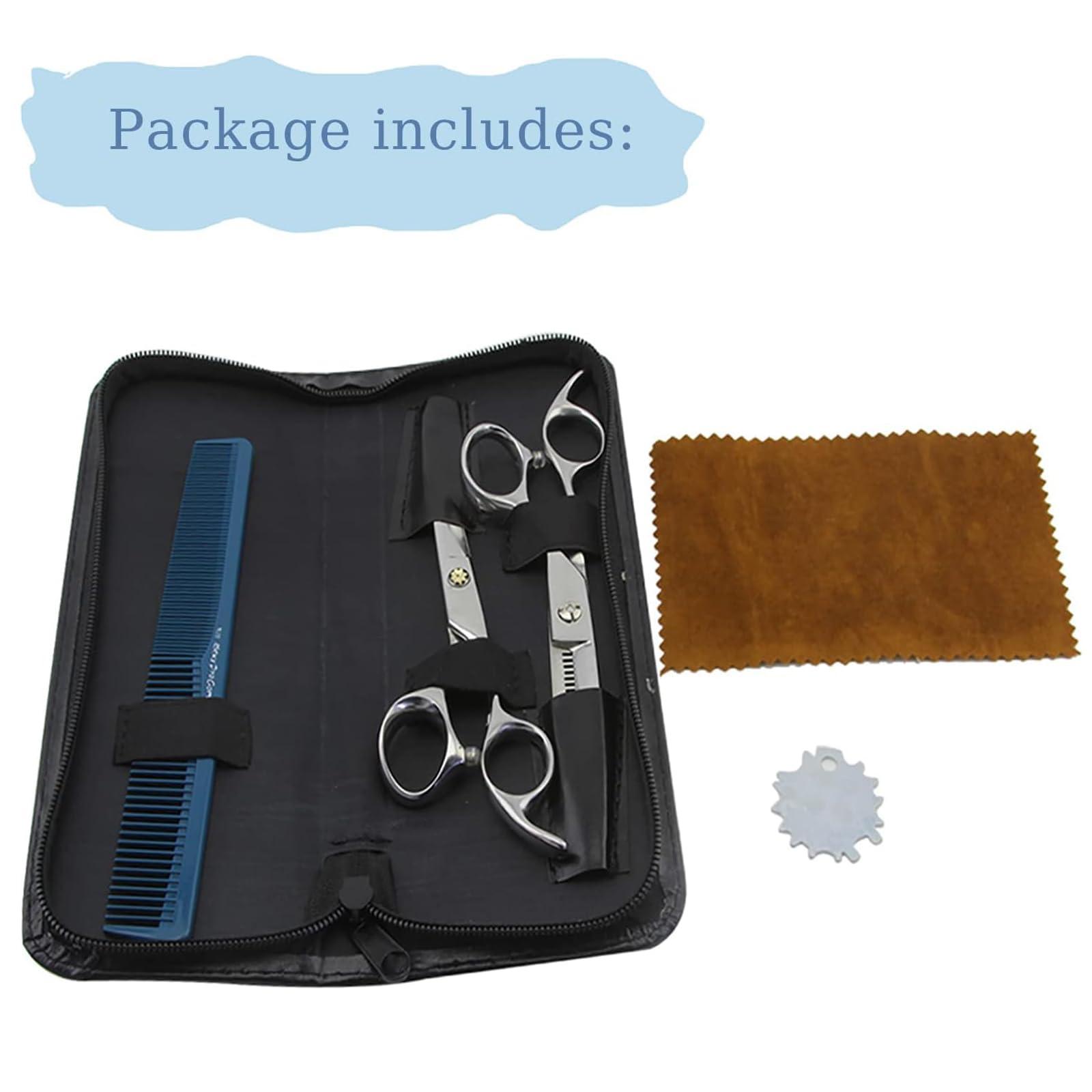 Samudgate Hair Cutting Scissors, 6.88 Inch Stainless Steel Hair Shears for Men-Women-Kids, Hair Thinning Shears, Straight Scissors - Home Use Shears Kit, Hairdressing, Barbering