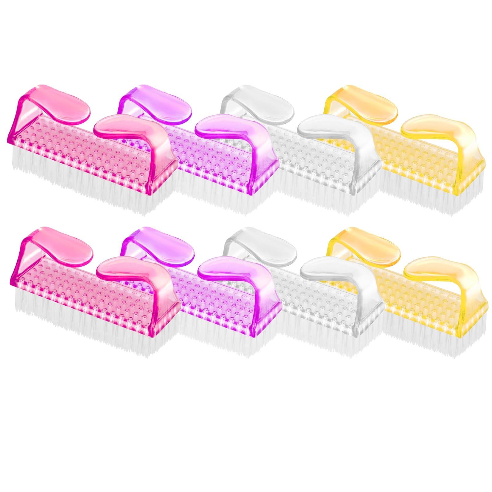 SQULIGT SQULIGT 8Pcs Nail Brushes for Cleaning Fingernails, Handle Grip Nail Scrubber Brush, Manicure Tools Scrub Brushes Kit, Toenail Brush To Clean Under Nails Pedicure Foot Small Brush Women Men (4 Colors)