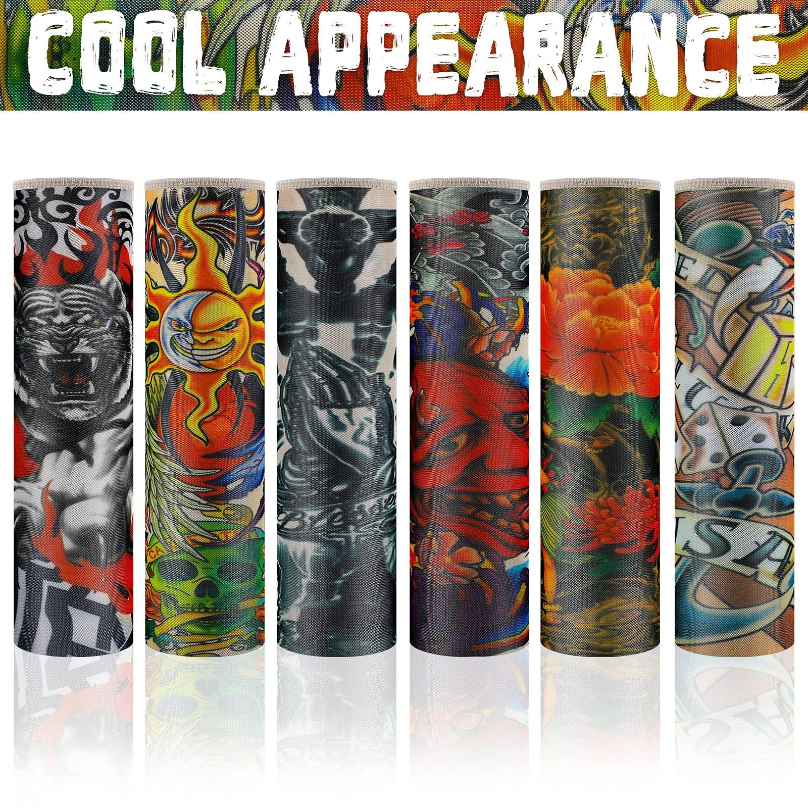Hicarer 12 Pieces Tattoo Arm Sleeves for Kids Temporary Kids Tattoo Sleeve UV Sun Protection Kids Arm Sleeves (Rich Pattern)