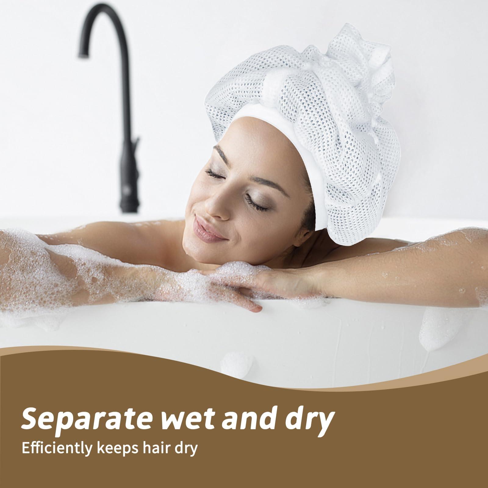 Melivs Net Plopping Cap for Drying Curly Hair, Upgraded Net Plopping Cap for Drying Hair Plopping Net with Adjustable Strap Reusable Diffuser Cap for Curly Hair Net Plopping Satin Diffuser Cap, White