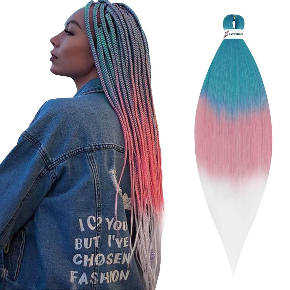 LesafeV Ombre Braiding Hair 6Pcs/Pack Crochet Extension Hair 26" Long Synthetic Yaki Brads Easy Jumbo Pre Stretched Hair Extension For Women T1B/900#