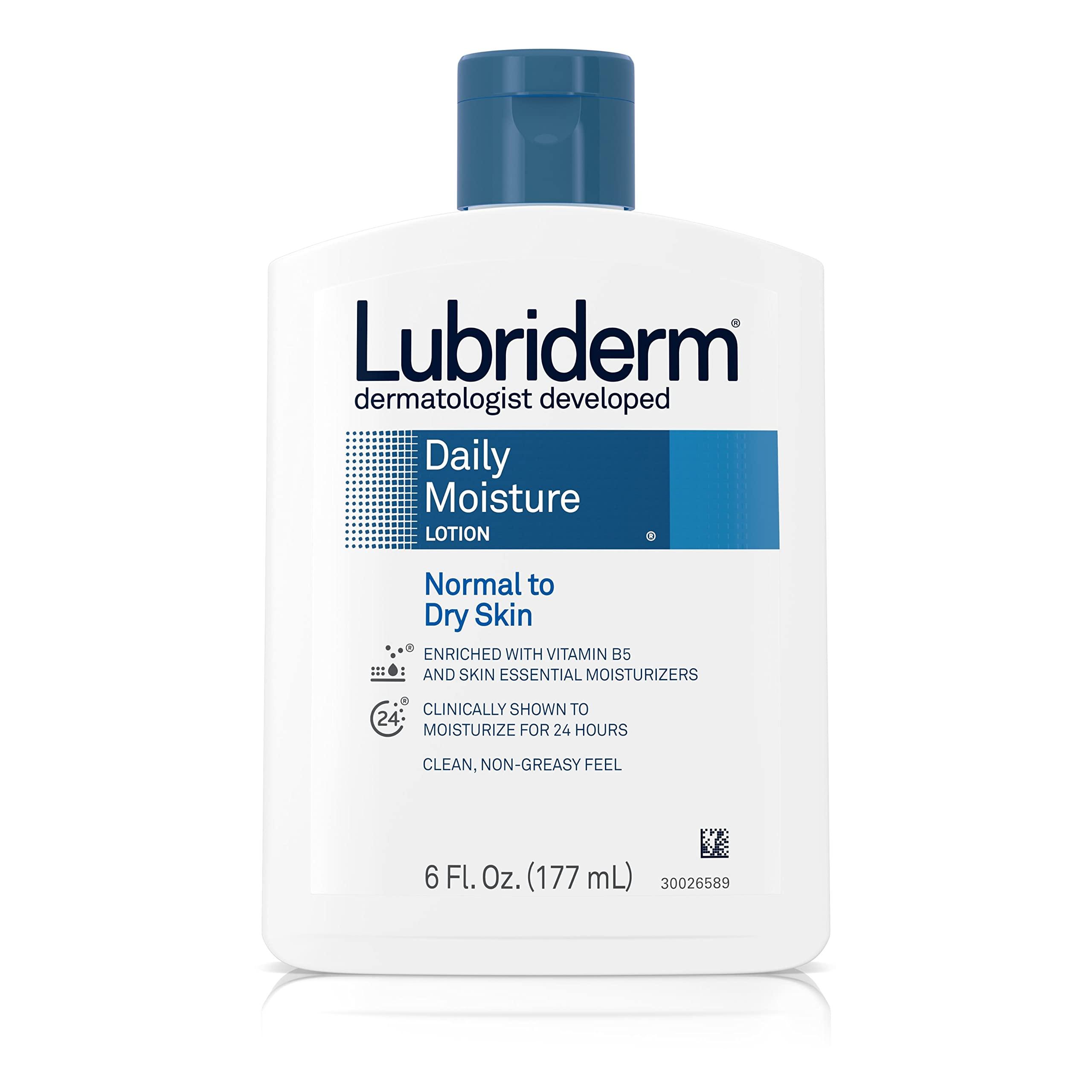 Lubriderm Lubriderm Daily Moisture Hydrating Body and Hand Lotion To Help Moisturize Dry Skin with Pro-Vitamin B5 For Healthy-Looking Skin, Non-Greasy, 6 fl. oz
