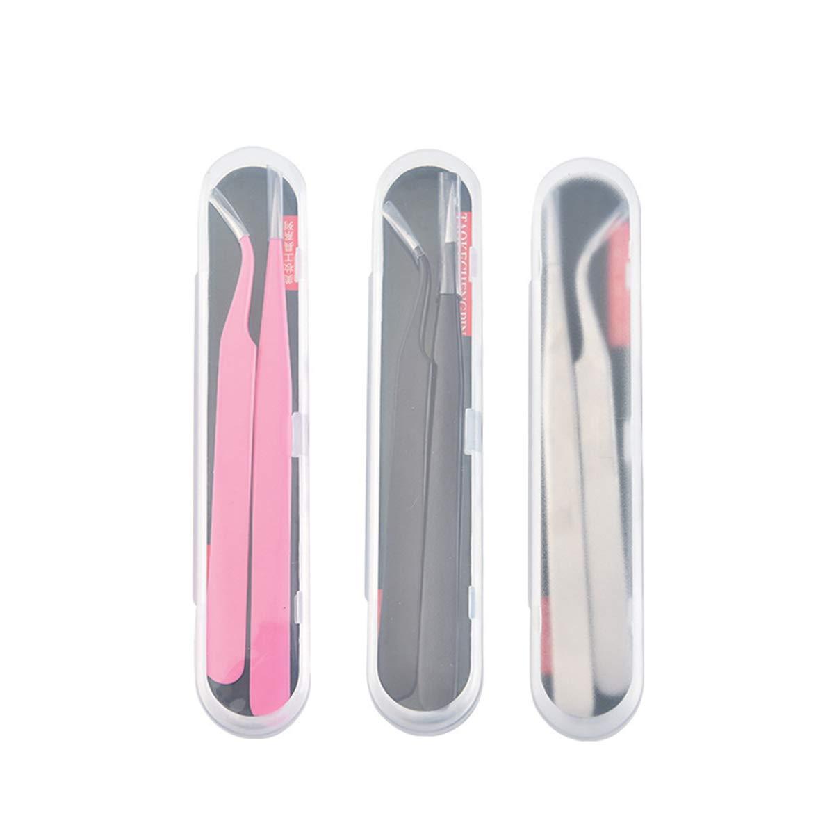LENmzpomA Eyebrow Grooming Beauty Tool Trimmer Stainless Steel 2Pcs/Set False Eyelashes Extension Remover Tweezer Nipper Makeup Pink(Pink)