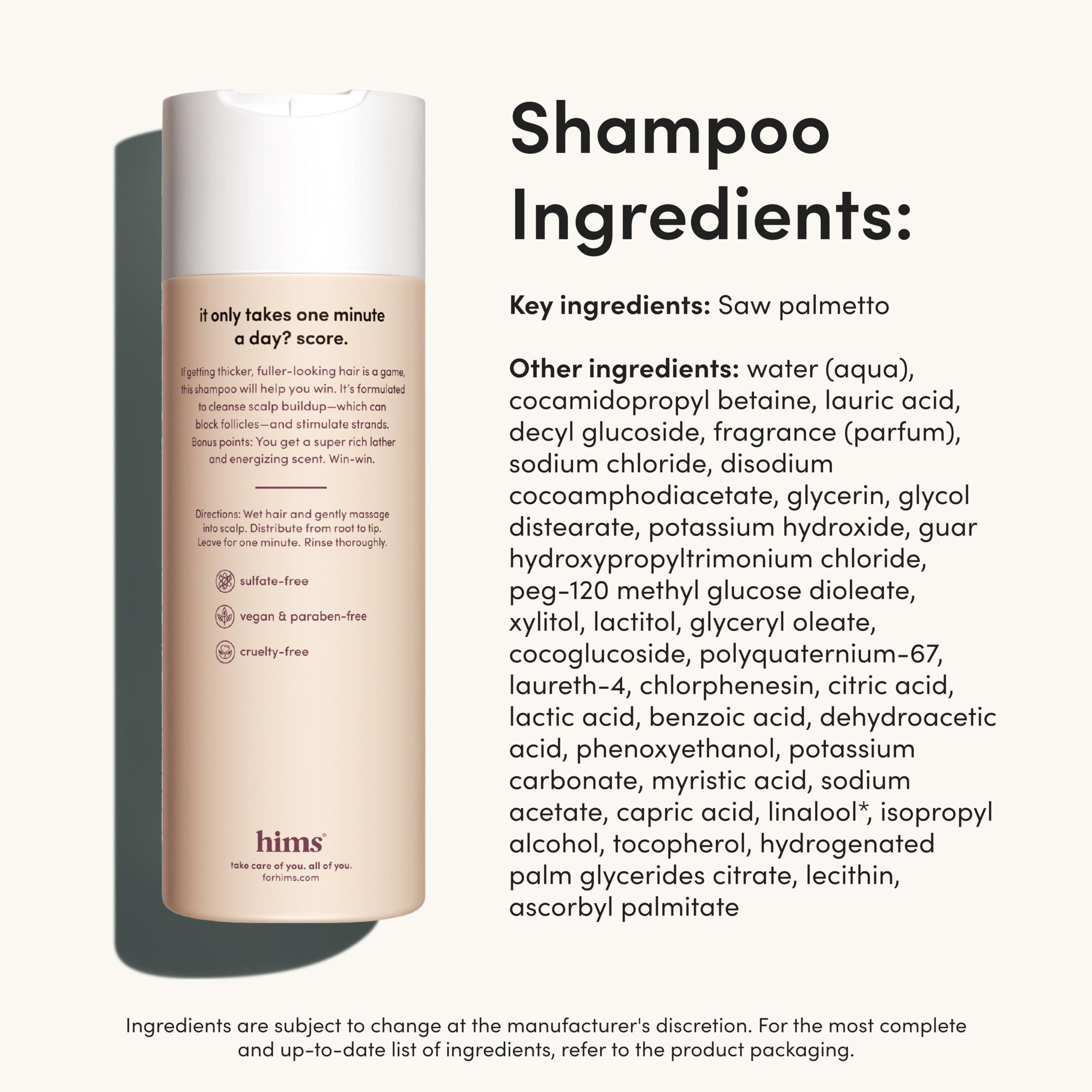 HIMS & HERS hims Thick Fix Shampoo & Conditioner Set - Thickening Shampoo and Conditioner with Saw Palmetto and Niacinamide - No Parabens or Sulfates, Vegan and Cruelty Free - Eucalyptus Grove, 2 Pack, 6.4 fl oz