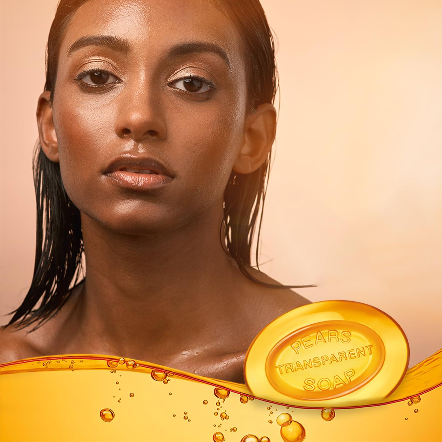 PEARS Pears Soap, Face & Body Soap, Amber Pure & Gentle Transparent Bar Soap, Moisturizing Glycerin Soap with Natural Oils for Pampered, Glowing Skin, 4.4 Oz (Pack of 12)