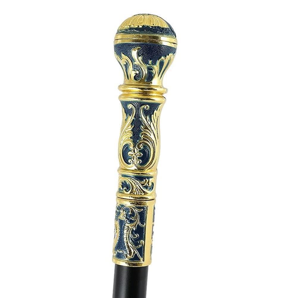 Yufenj Yufenj Blue and Gold Two-Color Domineering British Round Head Handle Scepter Gift Young Creative Gentleman Civilized Stick Men and Women Cane