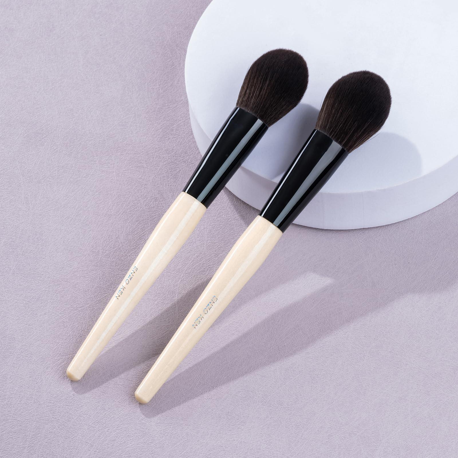 ENZO KEN ENZO KEN Natural Blush Brush, Natural Black Goat Hair Makeup Brushes, Blush Makeup, Natural Hair Powder Brush, Detail Blush Brush, Fluffy Blush Brush for Cheeks, Nose Contour Brush. (804B)