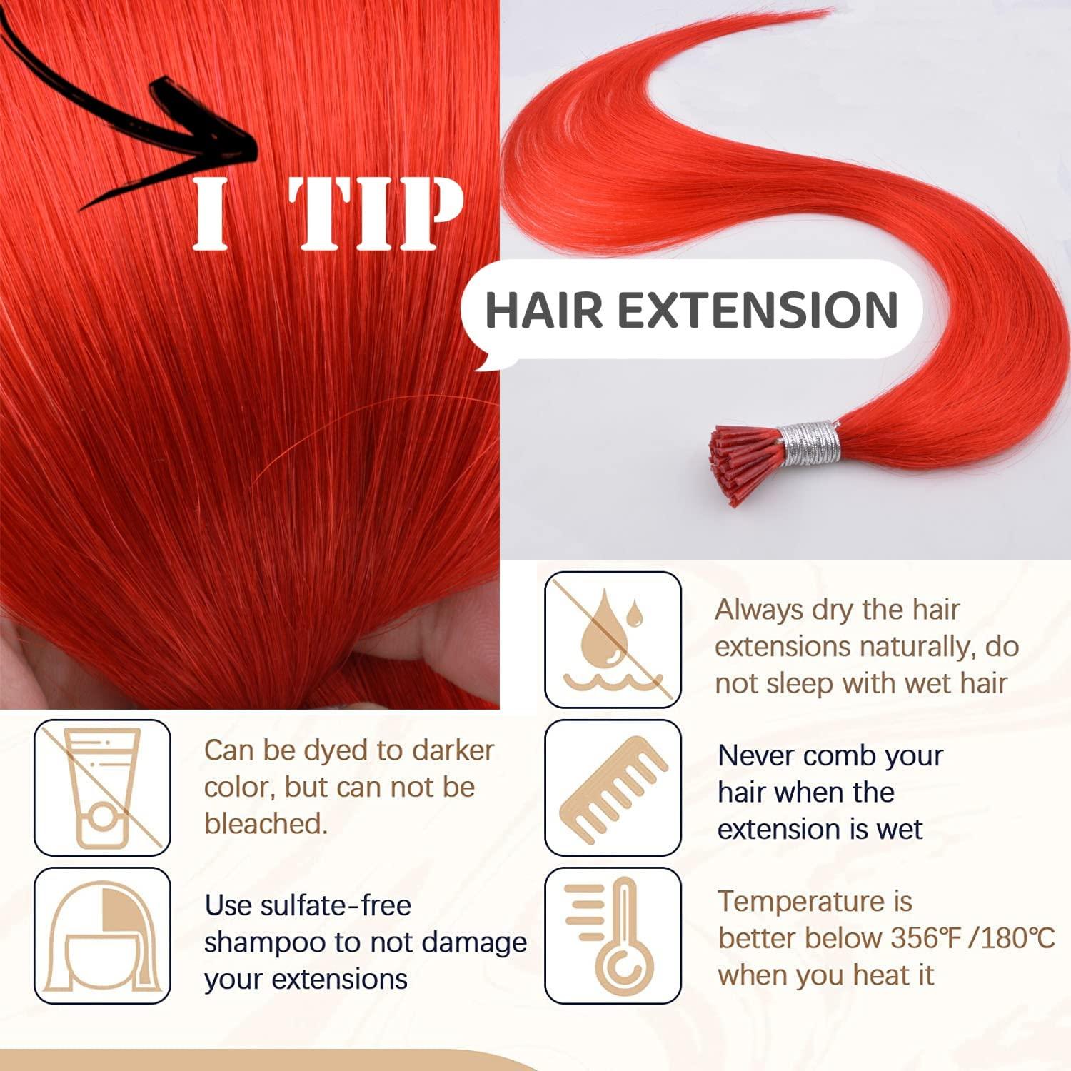 Vieuinaux Vieuinaux 50 Strands/lot Colored I Tip Human Hair Extension For Womens Girls Kids Gift Rainbow Highlights Hair Extensions With Micro Beads And Pulling Needle (12INCH/30cm, Blue)