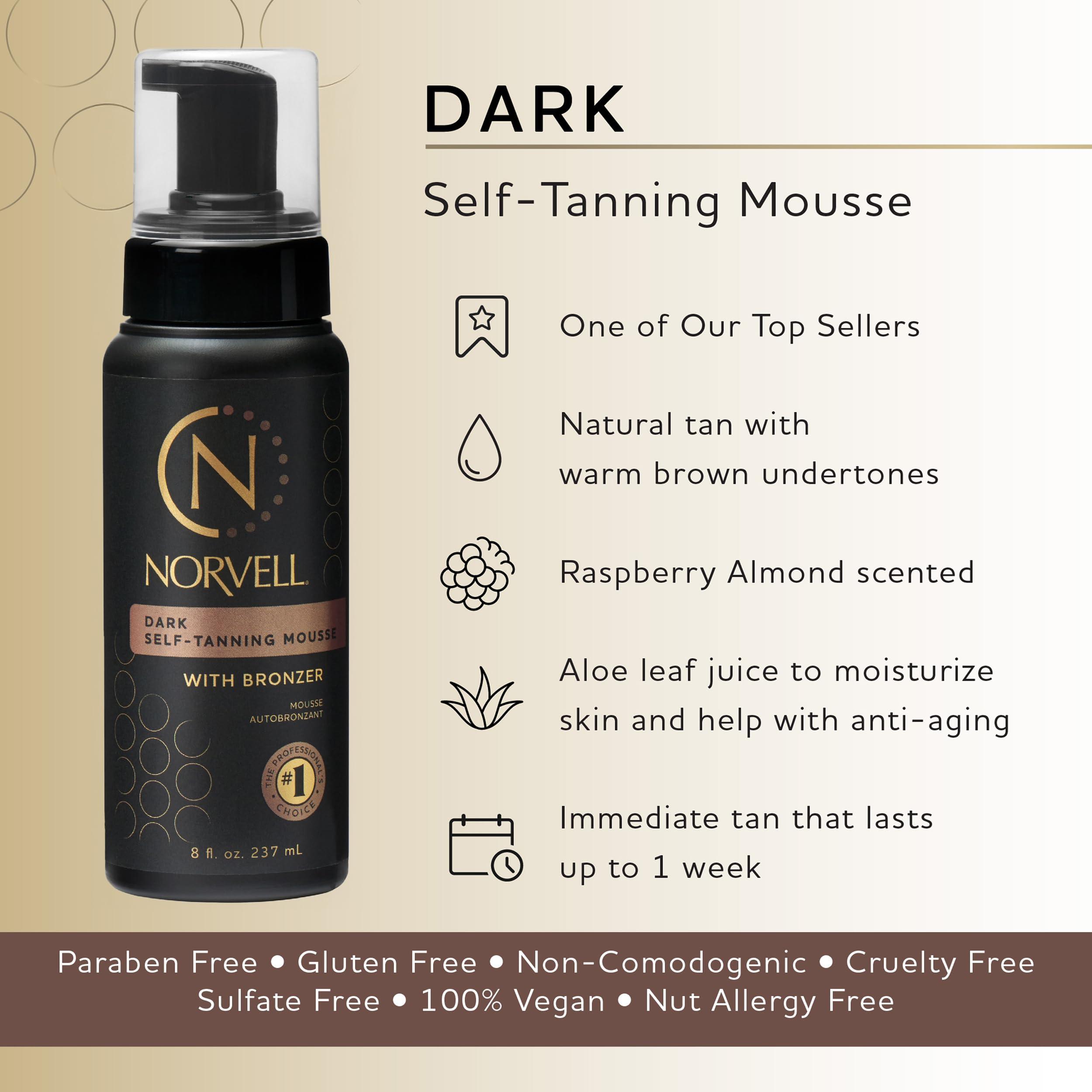 Norvell Norvell Sunless Self Tanner Mousse with Bronzer - Instant Natural Looking Bronzing Glow, 8 fl.oz.