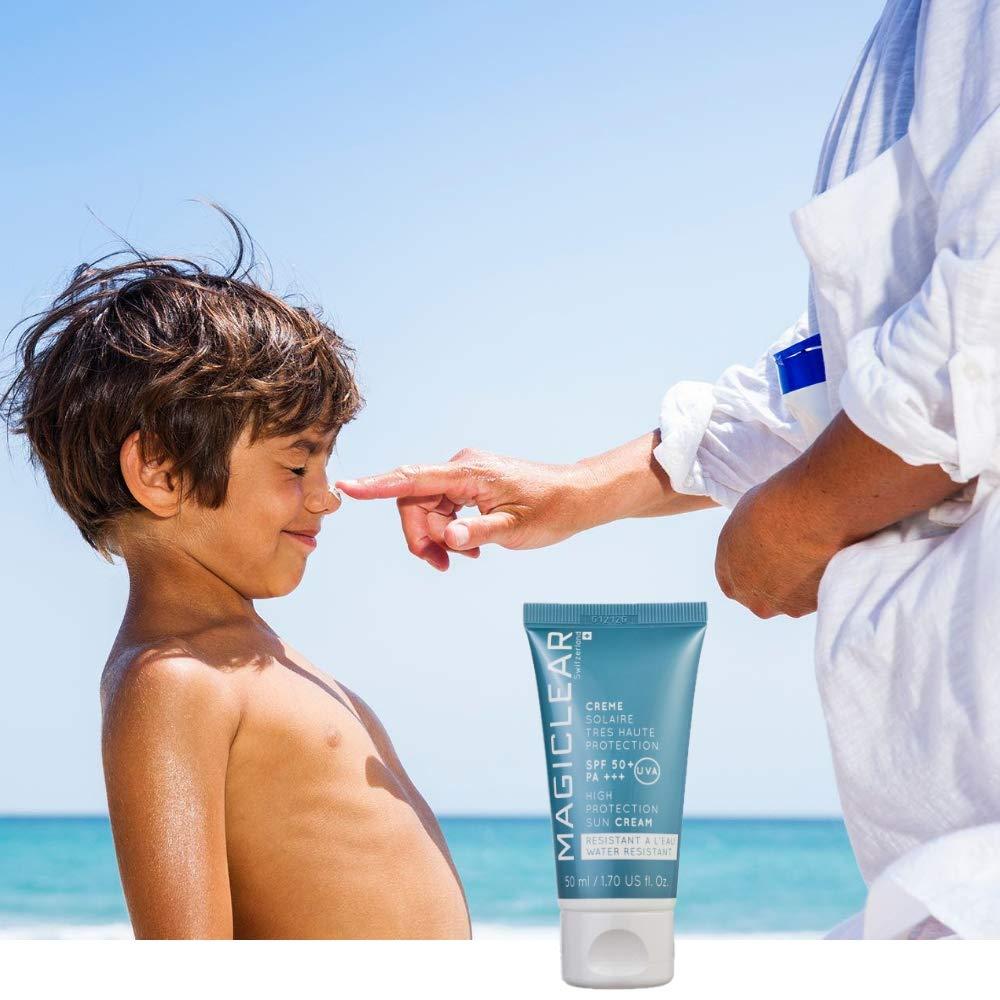 MAGICLEAR Luxury face Sunscreen SPF 50 PA+++ Daily sunblock for sensitive skin waterproof organic moisturizer mineral zink oxide suncream sun protector hypoallergenic natural Swiss brand Magiclear 1.7 Oz