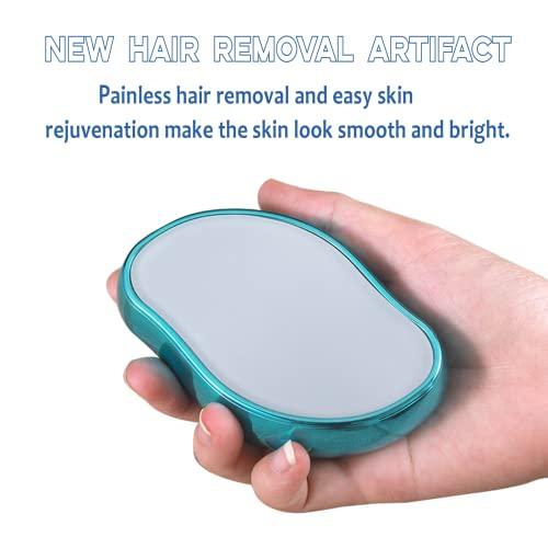 Qiikoea Crystal Hair Removal, Hairo Crystal Hair Eraser, Painless Leg Hair Removal for Women Hair Removal Eraser Exfoliator Tool for Men & Women, Gold