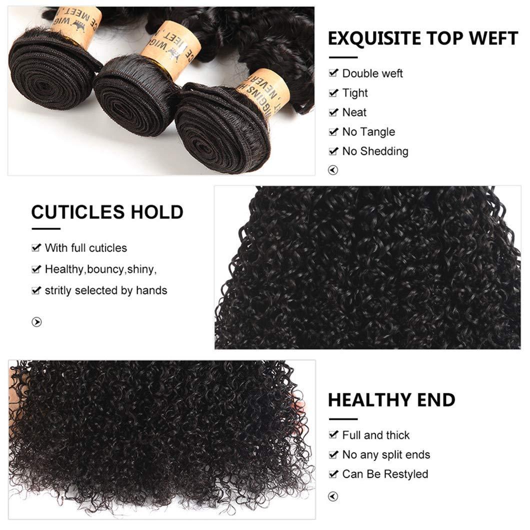 SSJFZM Hair Malaysian Hair Bundles With Closure Kinky Curly Hair 3 Bundles With Closure Frontal 100% Remy Human Hair Bundles Three Part 18 & 20 & 22 & Closure 16