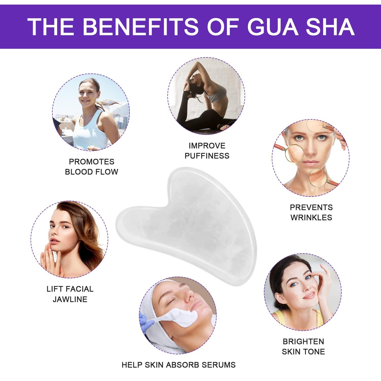 Alliwise Gua Sha Facial Tools & Lavender Oil Skin Care Massage Sets, Natural Jade Gua Sha Stone for Reduces Puffiness and Fine Lines, Face Oil for GuaSha, Skin Moisturizing