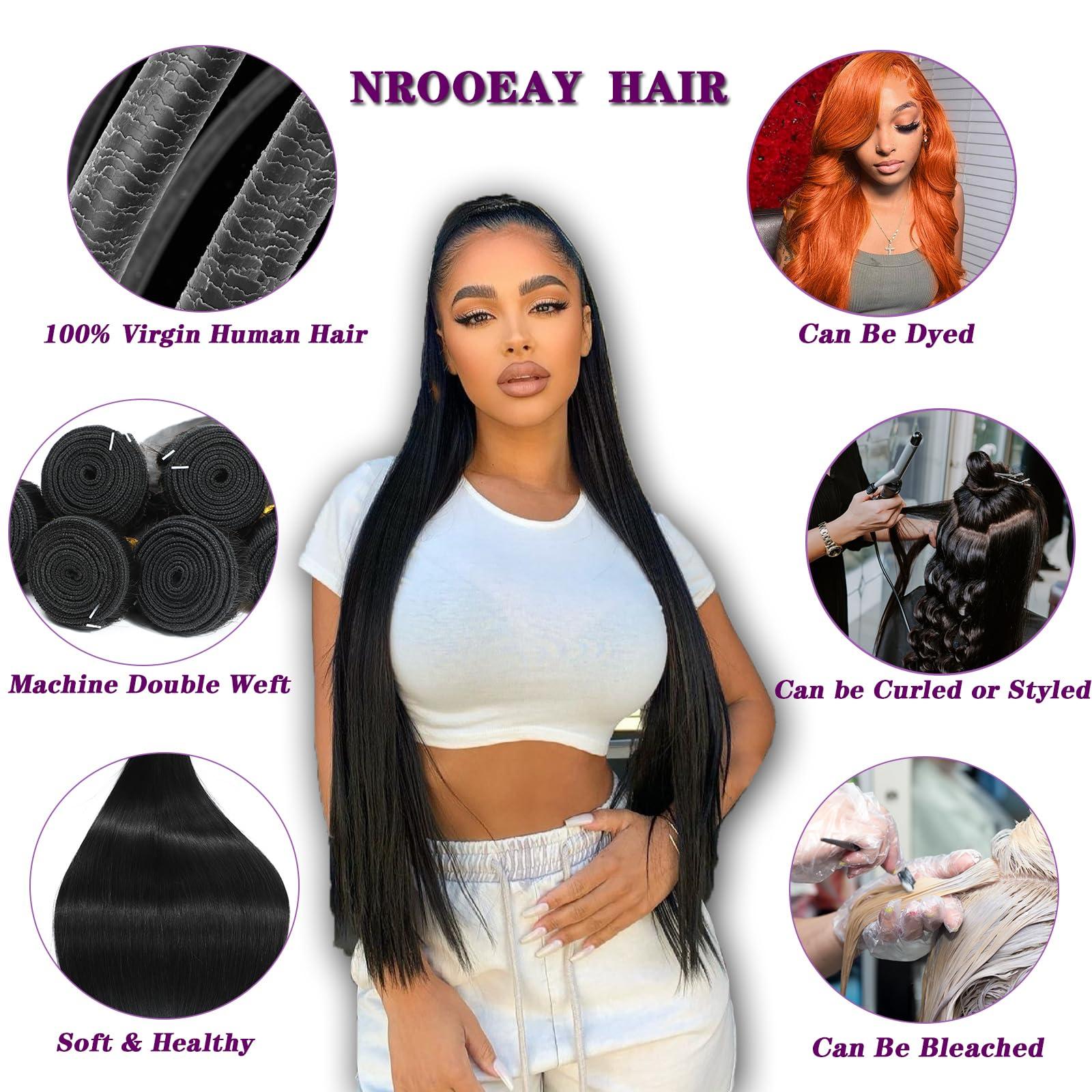 NROOEAY Straight Bundles Human Hair 12 Inch Single Bundle Human Hair 100% Unprocessed Brazilian Virgin Weave Human Hair Bundles Natural Black Color