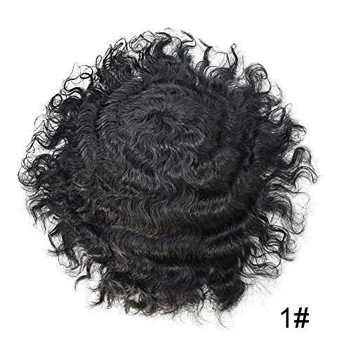 Generic Mens Toupee Hair Replacement System 6X9 Inch Mens Unit 20MM Curly Wave European Human Hair Piece Durable Fine Mono Toupee for Men 100% Density