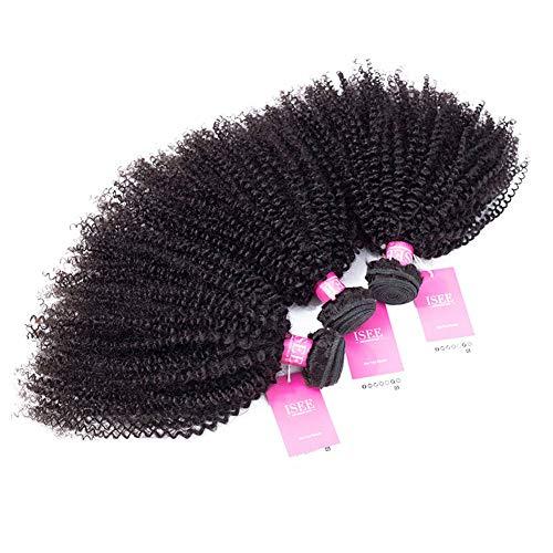 ISEE ISEE Hair 100% Unprocessed Afro Kinky Curly Human Hair Bundles 9A Mongolian Curly Virgin Hair Human Hair Bundles Natural Black Color (10 12 14inches)
