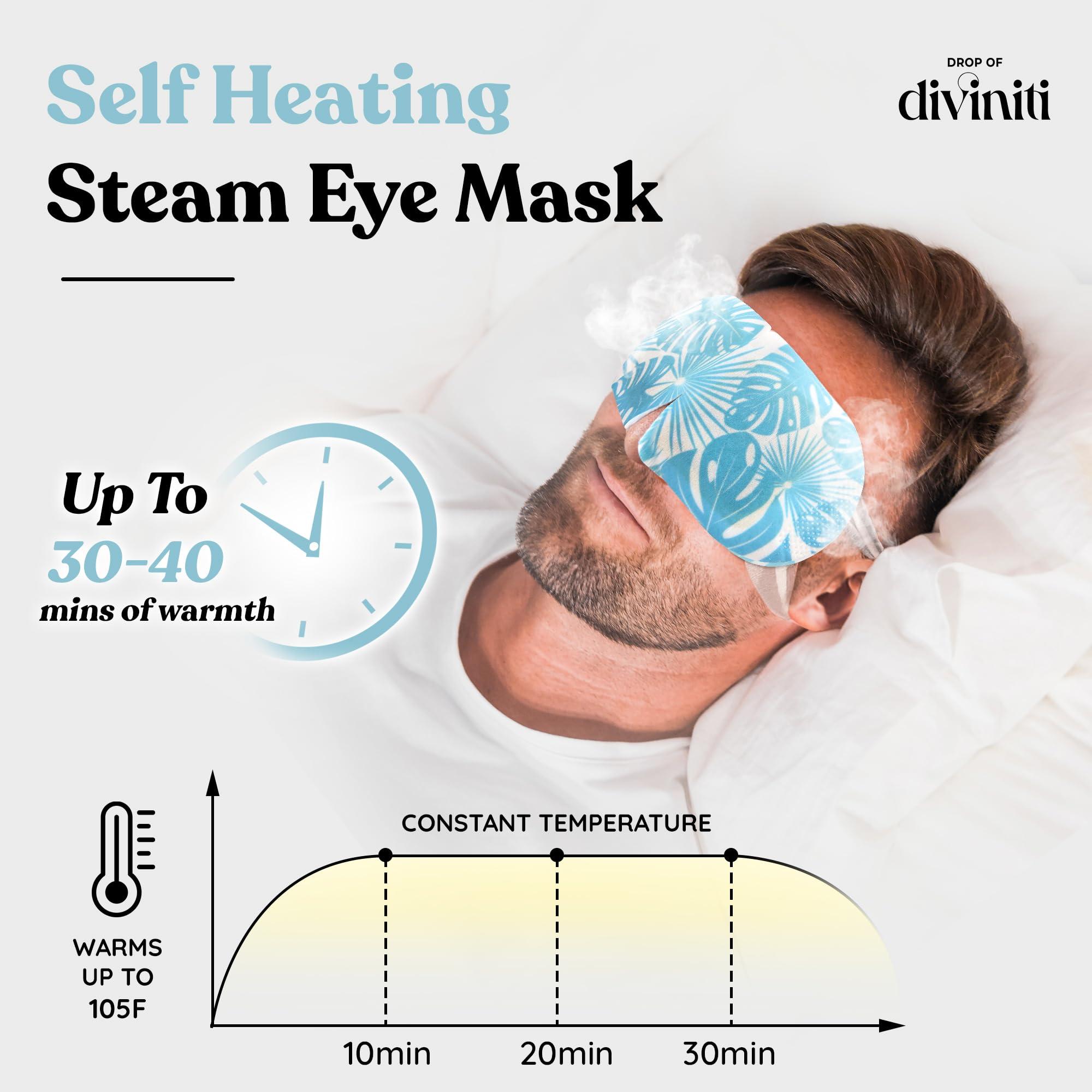 DROP OF DIVINITI 16-Pack Steam Eye Mask - Self Warming Heated Eye Mask for Dry Eyes, Up to 110F Degrees, Fast Soothing Relief - Puffy Eyes, Insomnia, Migraine - Stye Eye Treatment - Warm Compress for Eyes DiviniTi