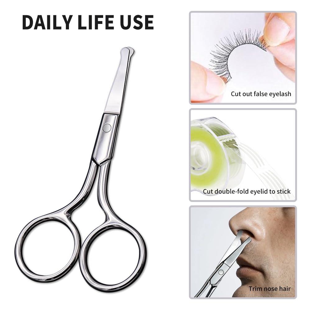 AsonTao Small Scissors, Eyebrow Scissors, Nose Hair Scissors Round Tip Design, Will Not Hurt the Nasal Cavity. Professional Grooming Scissors for Hair, Eyelashes, Nose, Eyebrow Trimming, Mustache. -AsonTao