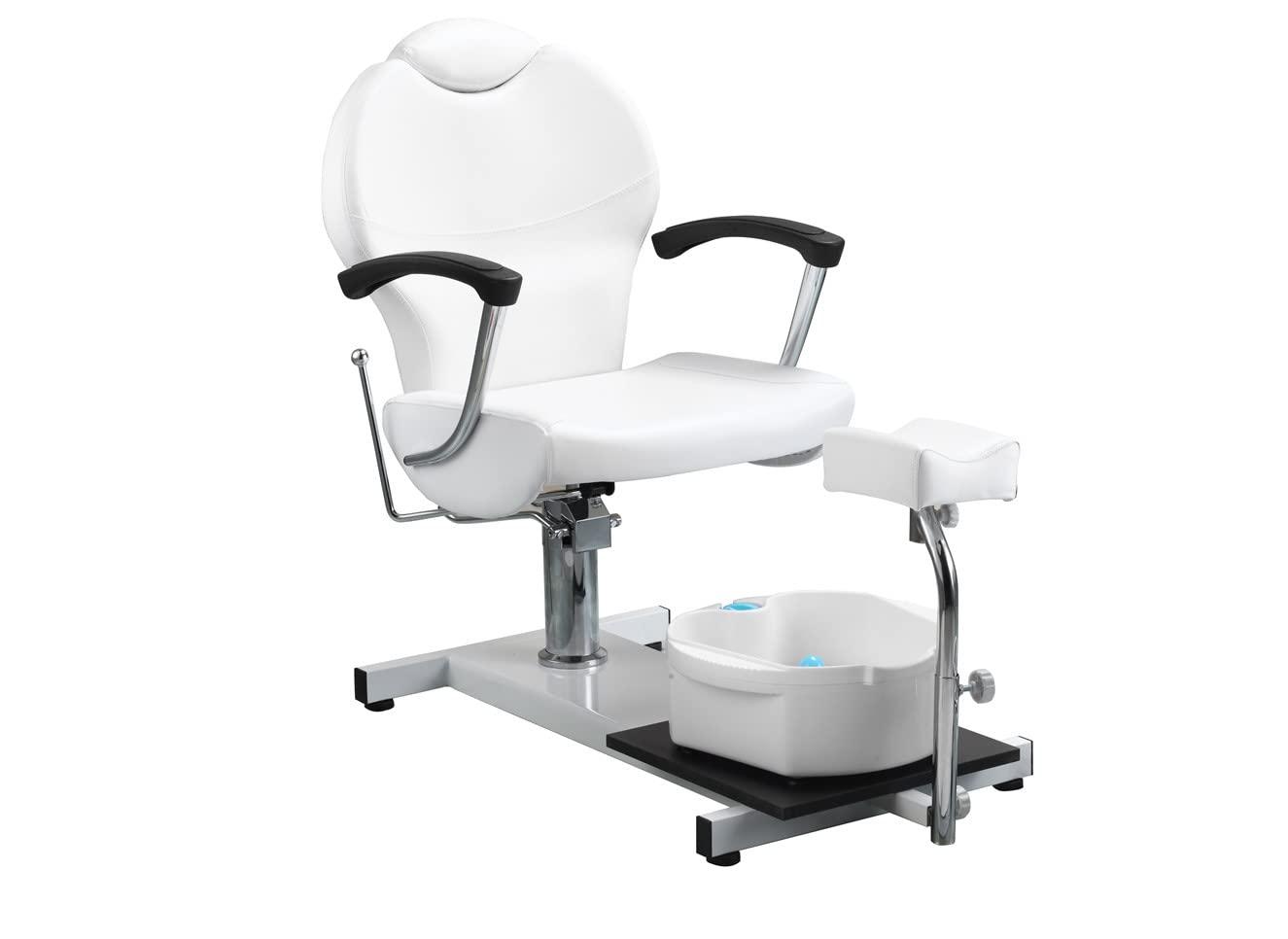 Beautymega Beautymega White Pedicure Spa Chair with Foot Massage Basin for Salon Pedicure Foot Rest