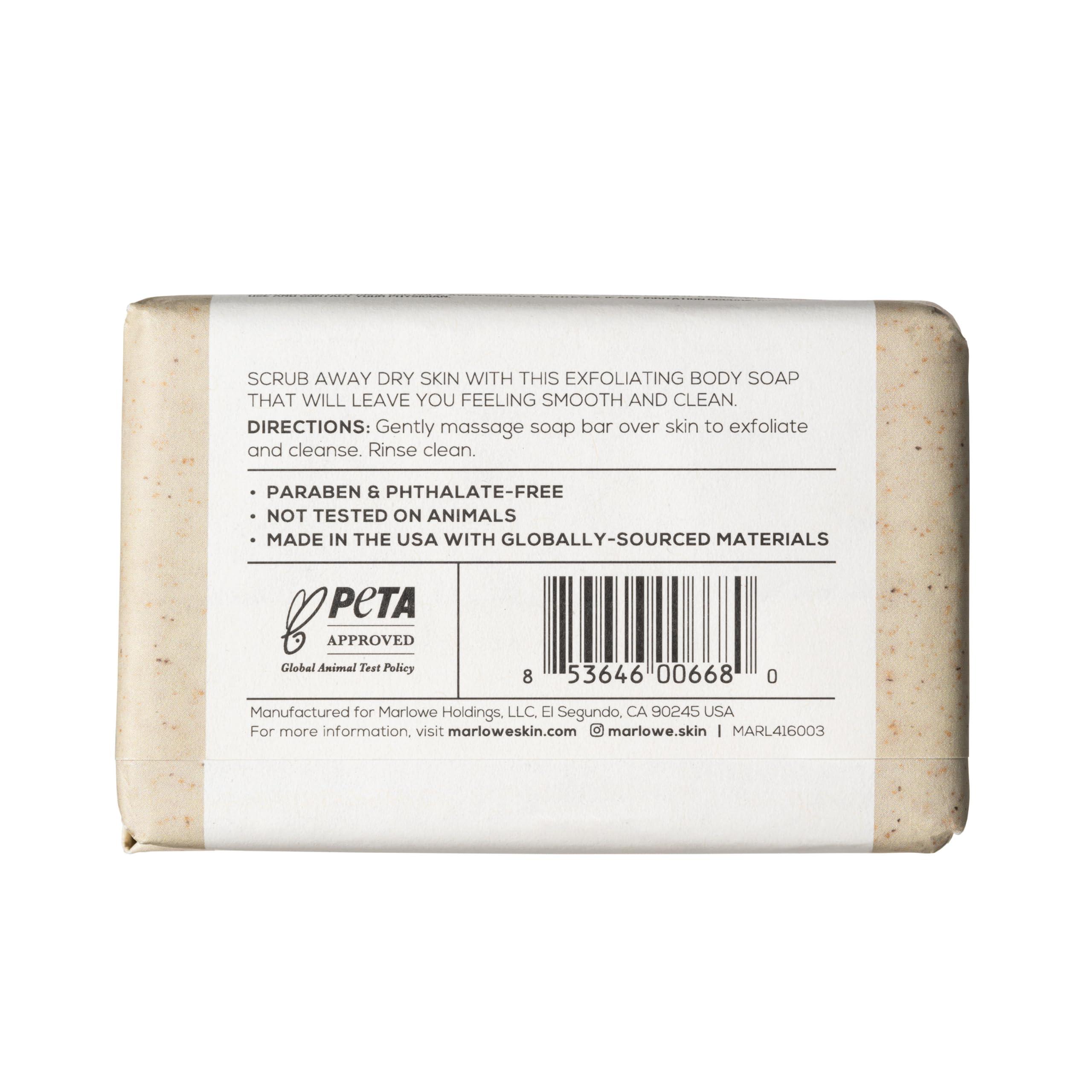 MARLOWE. M BLEND MARLOWE. No. 102 Men\'s Body Scrub Soap 7 oz, Fresh Original Woodsy Scent, Best Exfoliating Bar for Men, Made with Natural Ingredients, Apricot Seed Powder, Shea Butter, Olive Oil, Green Tea Extracts