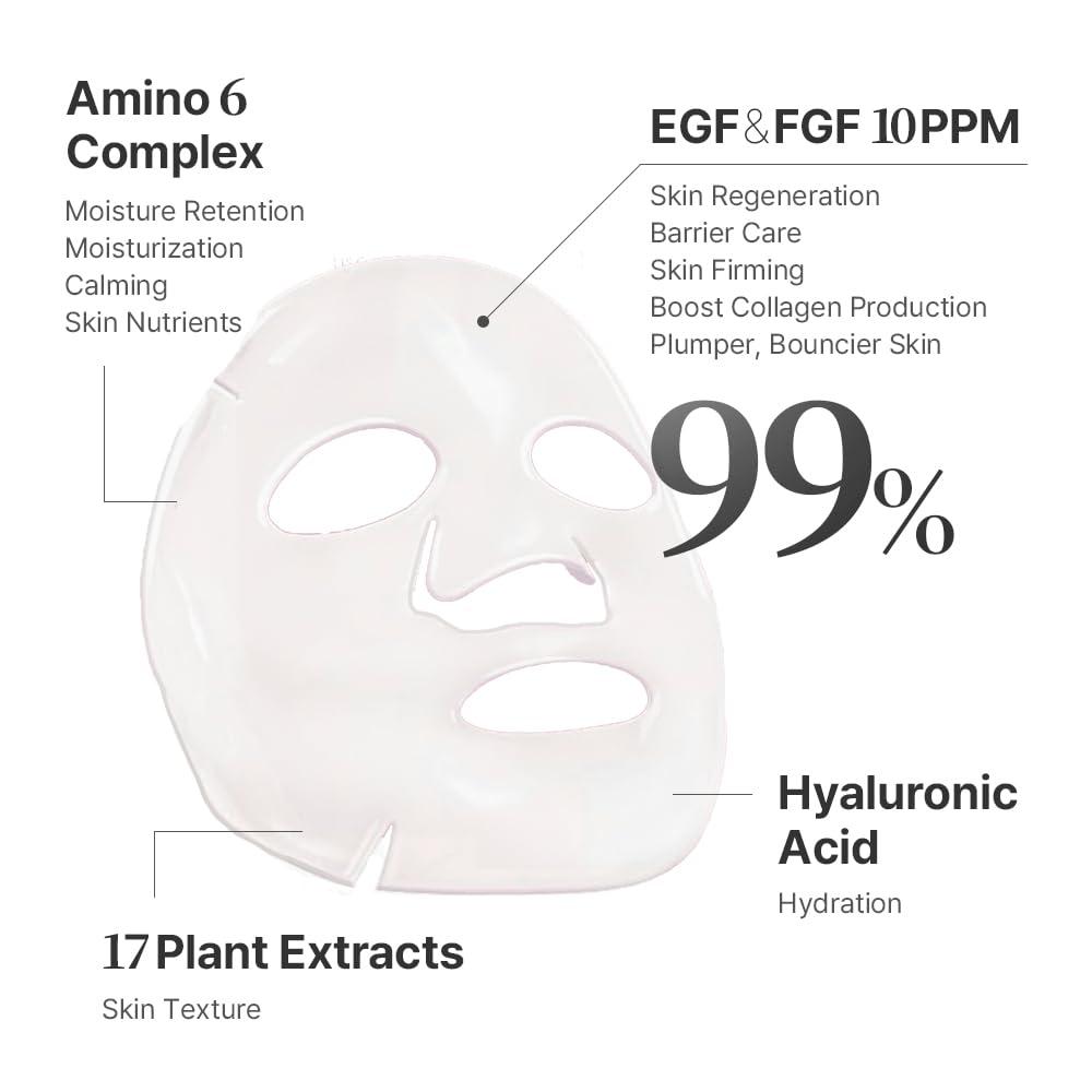 SWANICOCO SWANICOCO Pregnancy Safe EGF FGF (10 PPM) Bio Cellulose Gel Face Mask 2GF Bio Mix Mask Pack Firming Anti Aging Skin Renewal Hydration Korean Skincare (10 Pack)