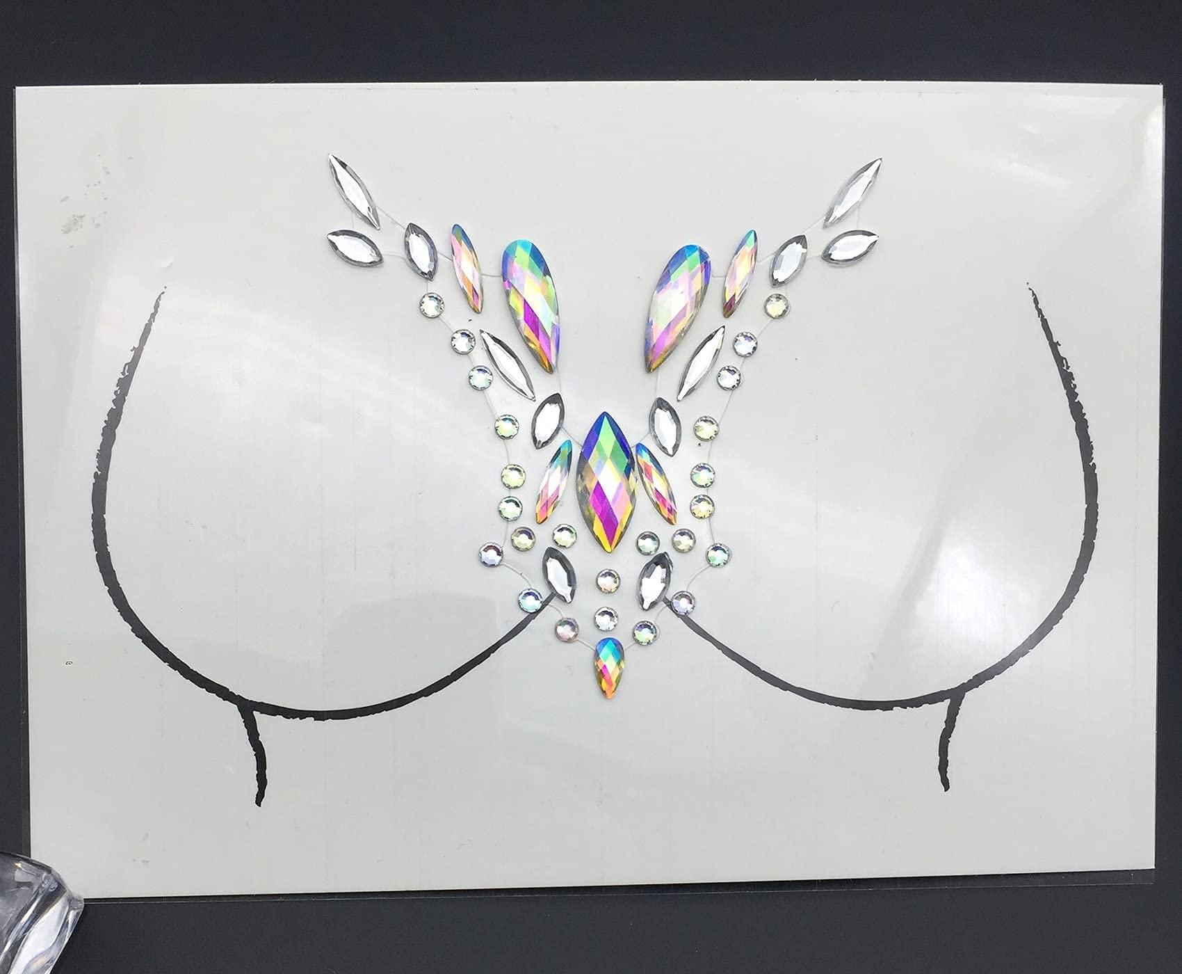 LEOARS Body Gems Stickers, Chest Gems and Breast Pasties Jewelry Makeup Set, Body Jewels for Festival Rave Party, 2-Pack