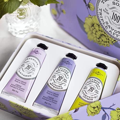 La Chatelaine La Chatelaine Lavender Hand Cream Trio Gift Set and Luxury Triple Milled Soaps (Lavender, Lychee Bilberry, Lemon Verbena)