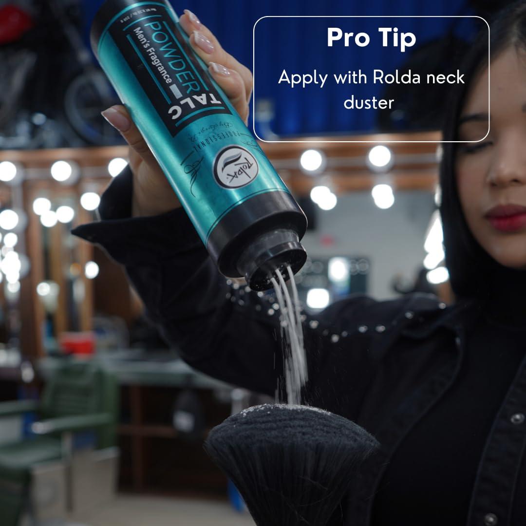 Rolda Rolda Men\'s Barber Talc Powder - White Talcum Powder After-Shave Solution is Highly Absorbent and Provides A Fresh, Clean Feeling After Every Shave, Helping to Calm Itchy Skin and Prevent Irritation