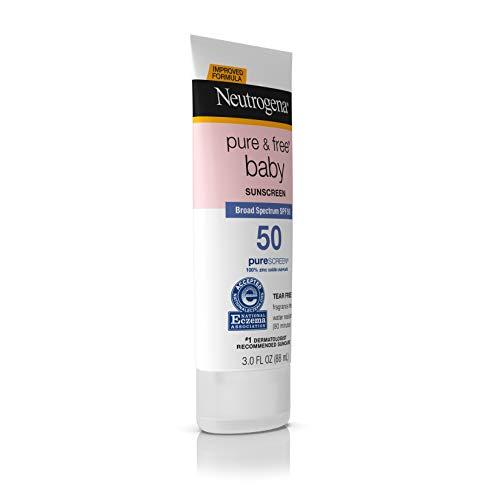 Neutrogena Neutrogena Pure & Baby Mineral Sunscreen Lotion with Broad Spectrum SPF 50 & Zinc Oxide, Water-Resistant, Hypoallergenic & Tear-Free Baby Sunscreen, 3 fl. oz (Pack of 2)
