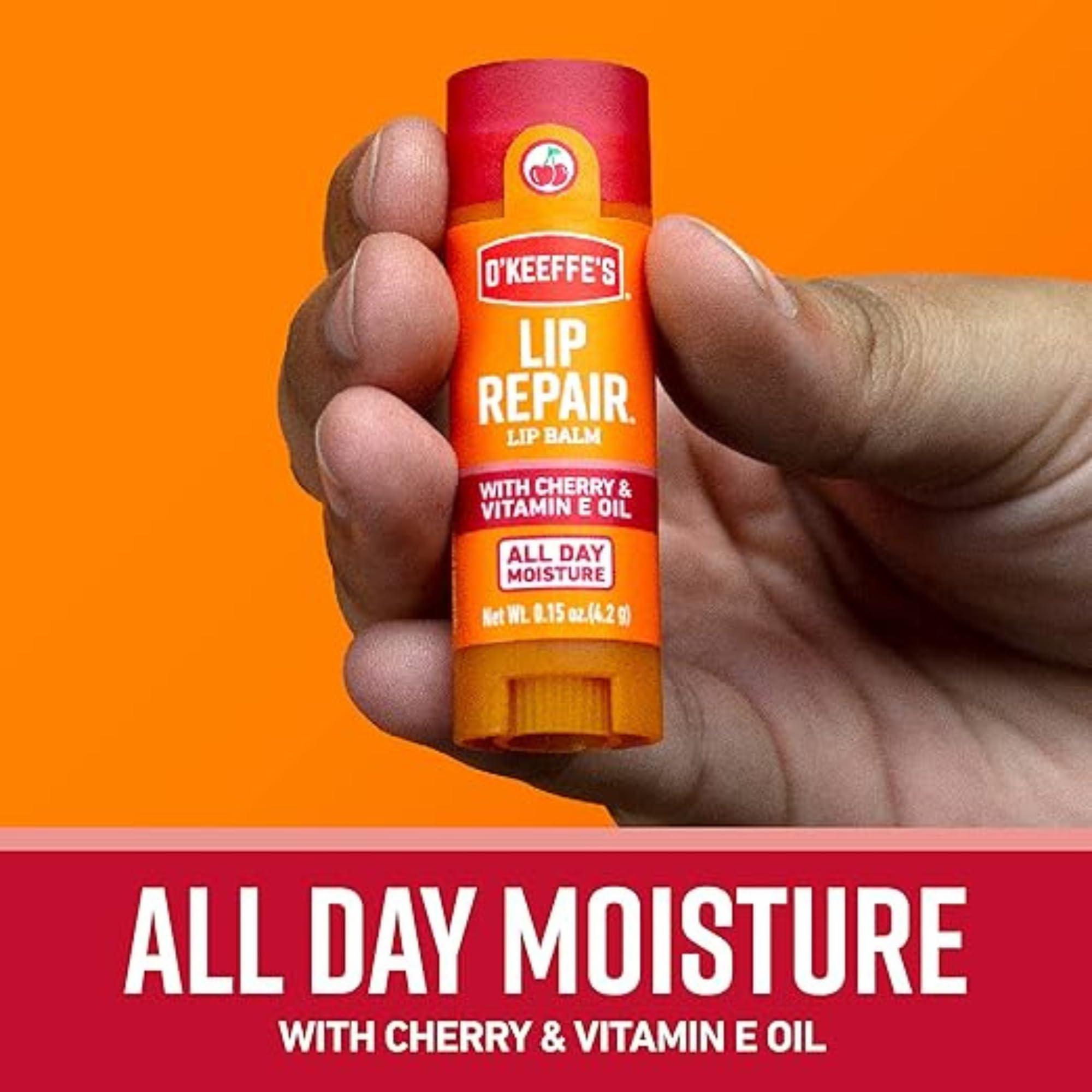 O\'Keeffe\'s Lip Balm Lip Repair, Cherry & Vitamin E Oil, 0.15 oz (4.2 g), O\'Keeffe\'s