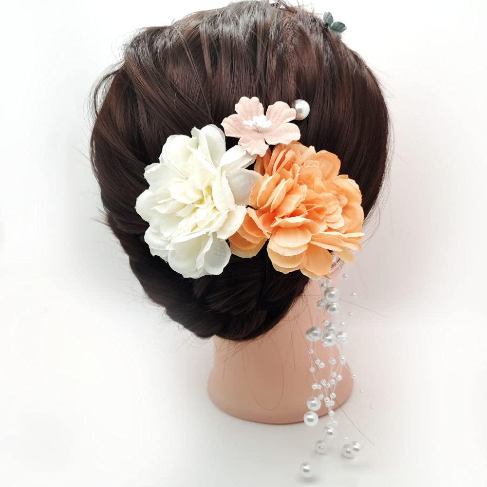 LIBERGA Japanese Hair Clips Set,Flower Hair Barrettes,Long Tassel Pearl Headdress Elegant Cute Hair Accessories,U-Shaped Hair Pins For Women Buns