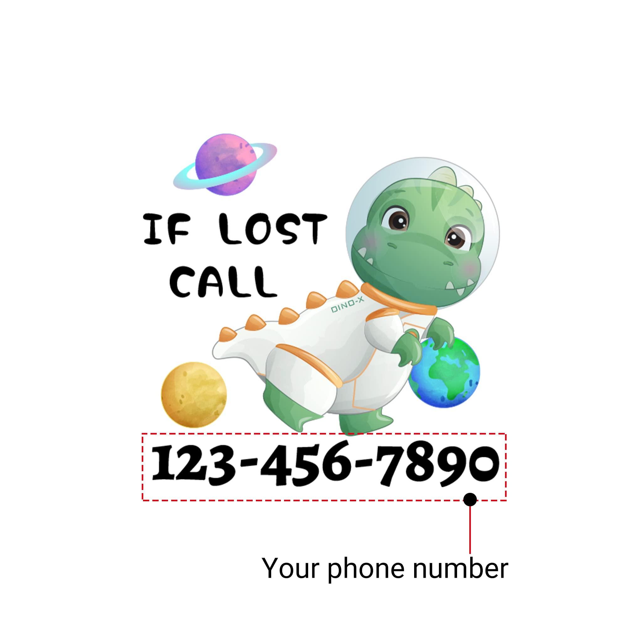 Artsadd Custom Temporary Tattoos Kids,If Lost Please Call Fake Realistic Tattoos Astranaut Dinosaur 22 inches 15pcs