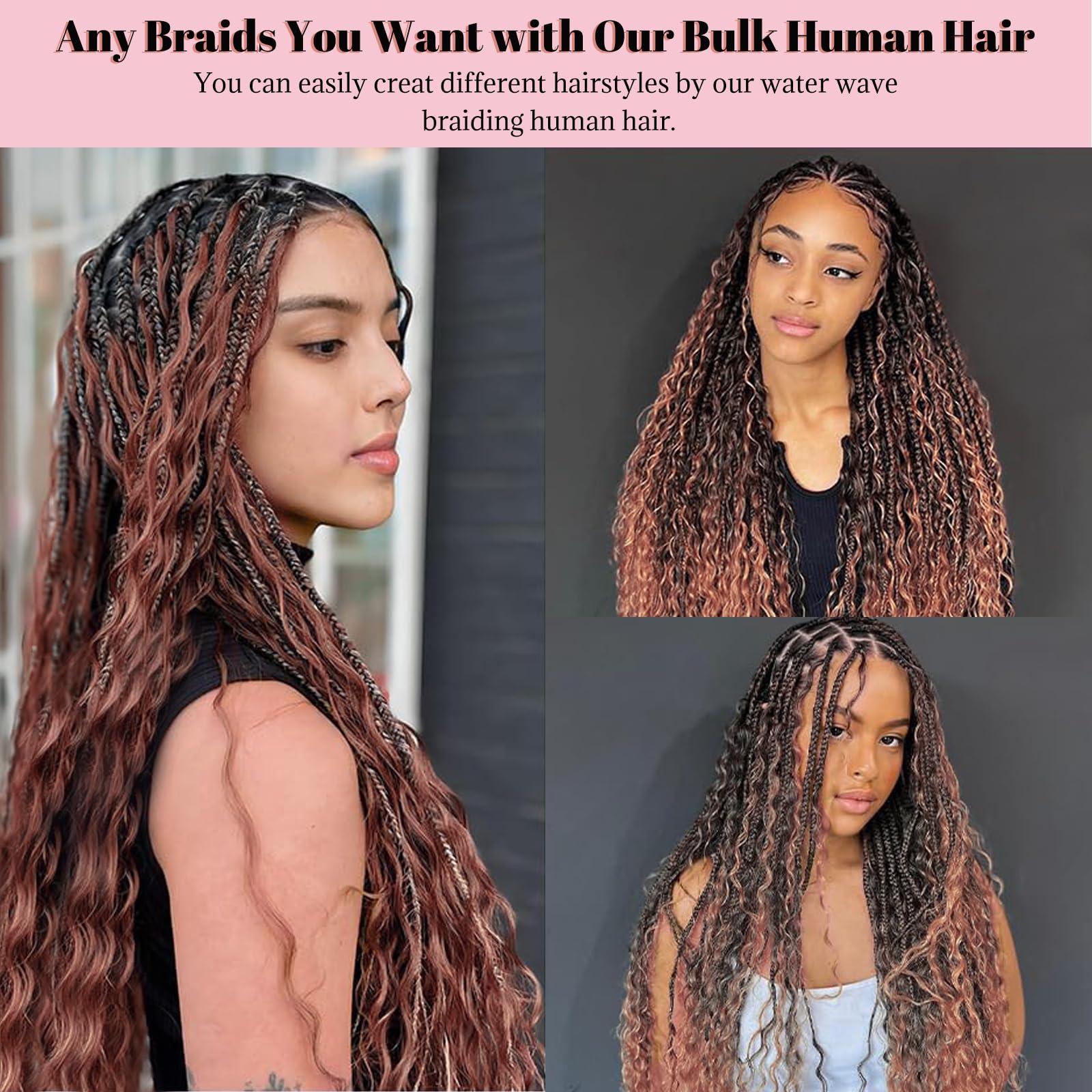 Belaved Ombre Human Braiding Hair 1B/30 Deep Water Wave Braiding Hair 2 Bundles Highlight Curly Bulk Human Hair for Boho Braids Human Hair Extensions 100g 18 Inch Balayage Human Braiding Hair Knotless