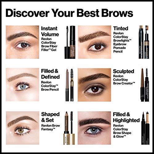 REVLON REVLON ColorStay Brow Fiber Filler, Longwearing & Volumizing Waterproof Eyebrow Gel, 305 Dark Brown, 0.23 fl. oz.